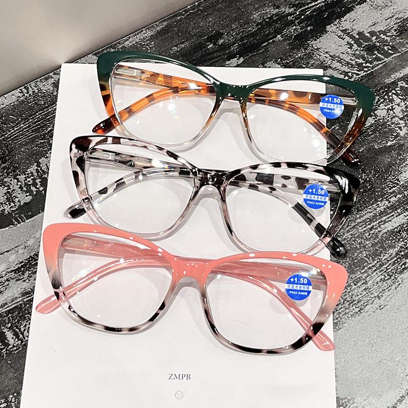 Anti Blue Light Cat Eye Reading Glasses Presbyopia Hyperopia Women Computer Eyewear Spring Legs Eyeglasses +1.0 +1.5 +2.0 +2.5