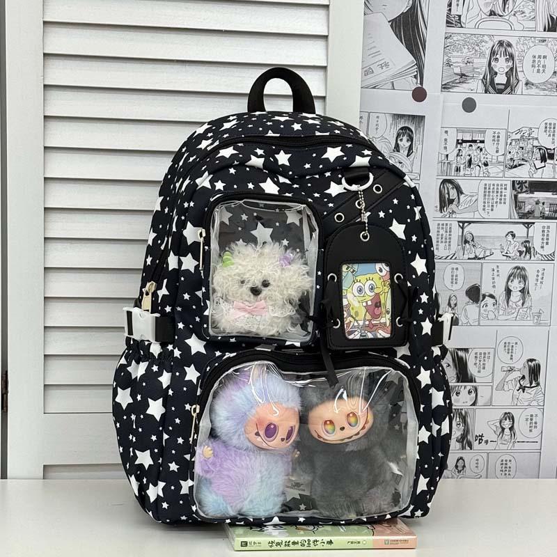 Schoolbag new Korean version ins high value, fresh, sweet and cute star bar pain bag women's lightweight large-capacity backpack