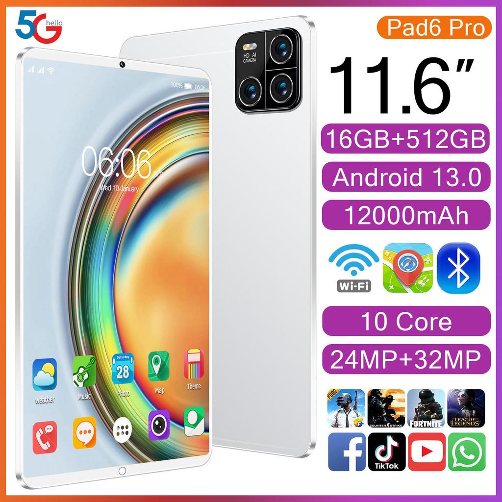 10-Inch Android Tablet Pad6 with WiFi, Dual SIM & Card Slot