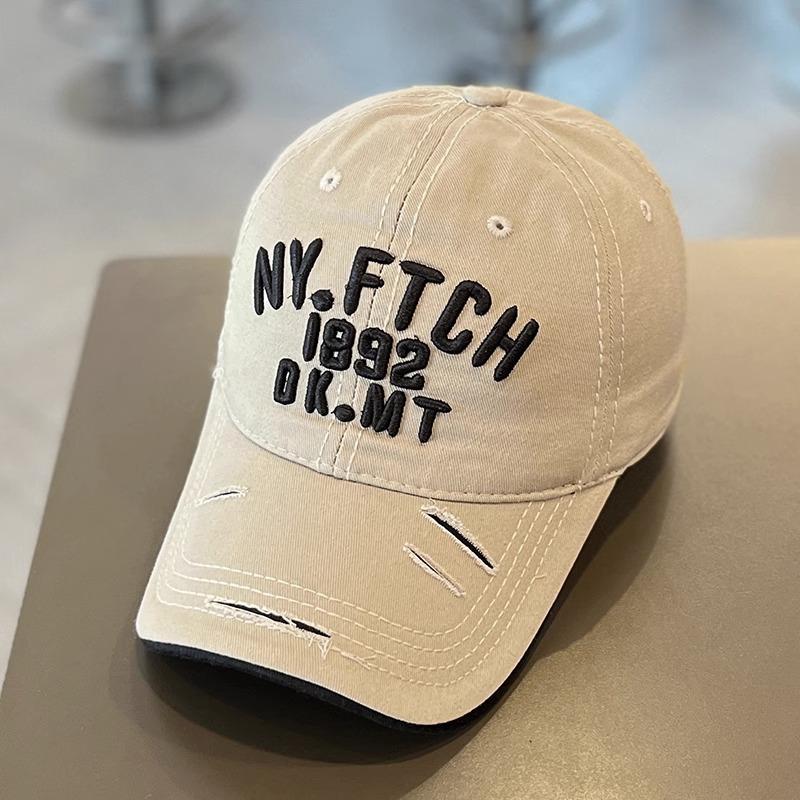 Embroidered Baseball Hat for Women In Summer Korean Style Fashion Letters Big Head Circumference Showing Face Small Sun Protection Baseball Cap