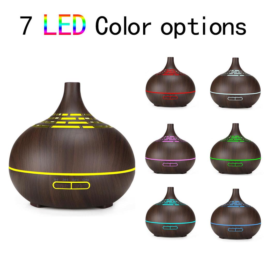 Ultrasonic Wood Grain Aroma Diffuser with Seven-Color LED