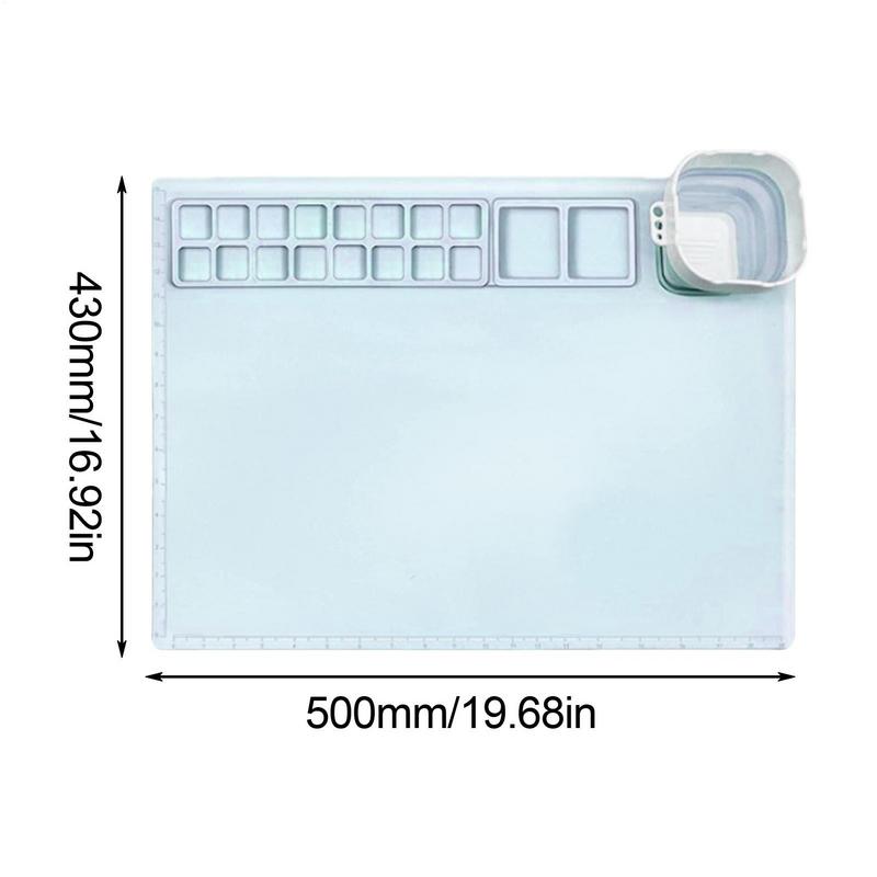 Silicone Craft Mat Large Children Drawing Mat With Detachable Cup 19.6x16.9x0.7in Nonslip Craft Pad For Painting Resin Crafts
