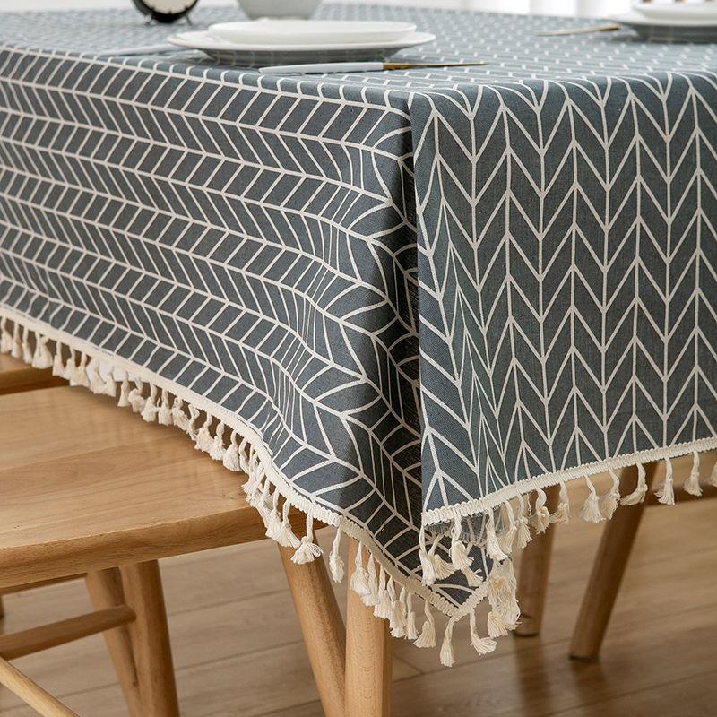 Nordic Cotton Linen Tablecloth Soft Comfortable Durable Waterproof Heat Insulation Square Tassel Trendy Fresh Dining Table Cloth