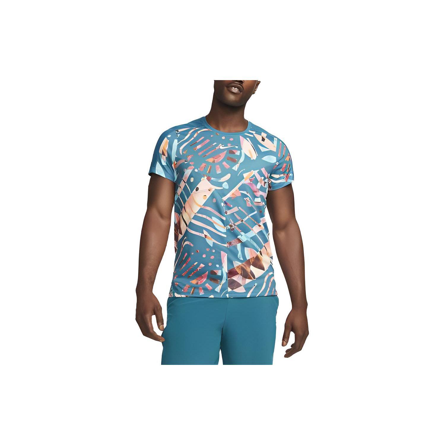 

Nike Court Dri-FIT Slam Color Block Printed Round Neck Sports Short Sleeve T-Shirt Men Tops Earth-Blue DX5526-381 XL