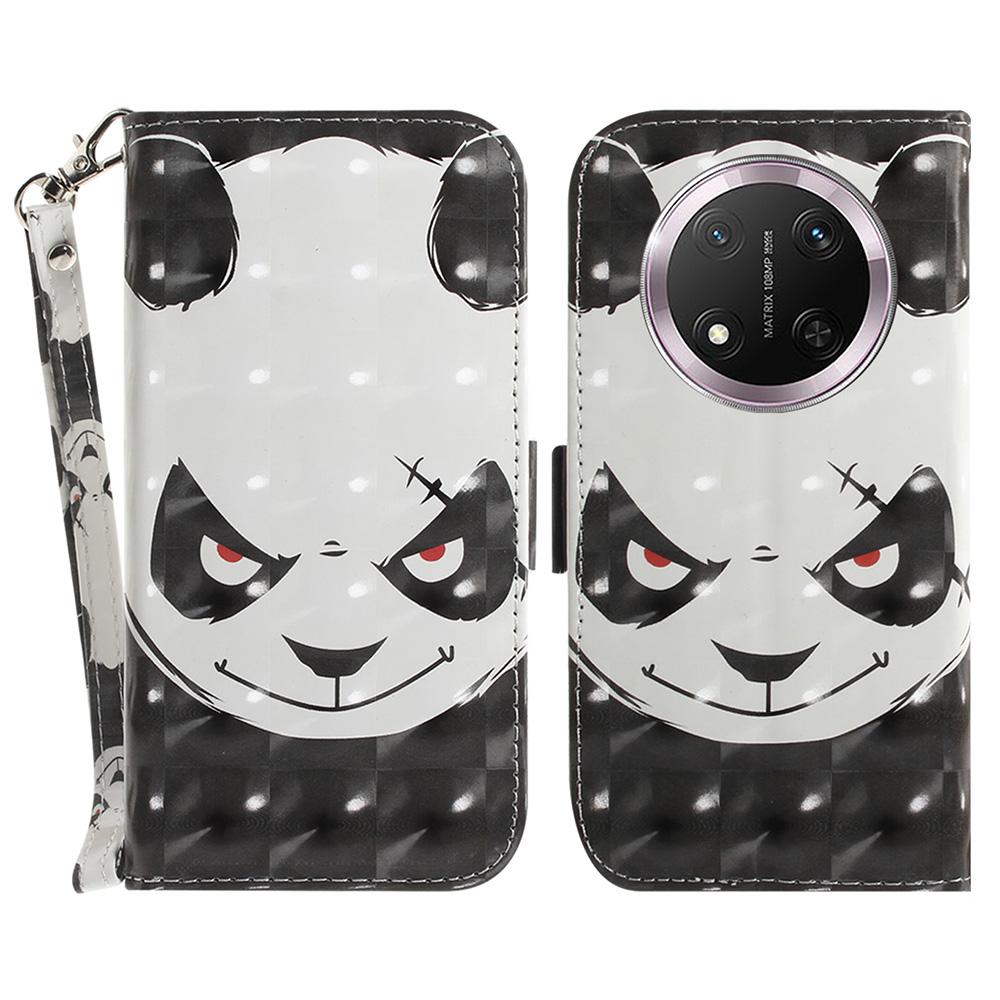 For Honor Magic7 Lite 5G/X9c 5G/X60 Pro 5G Case Pattern Printing Leather Wallet Phone Cover with Wrist Strap