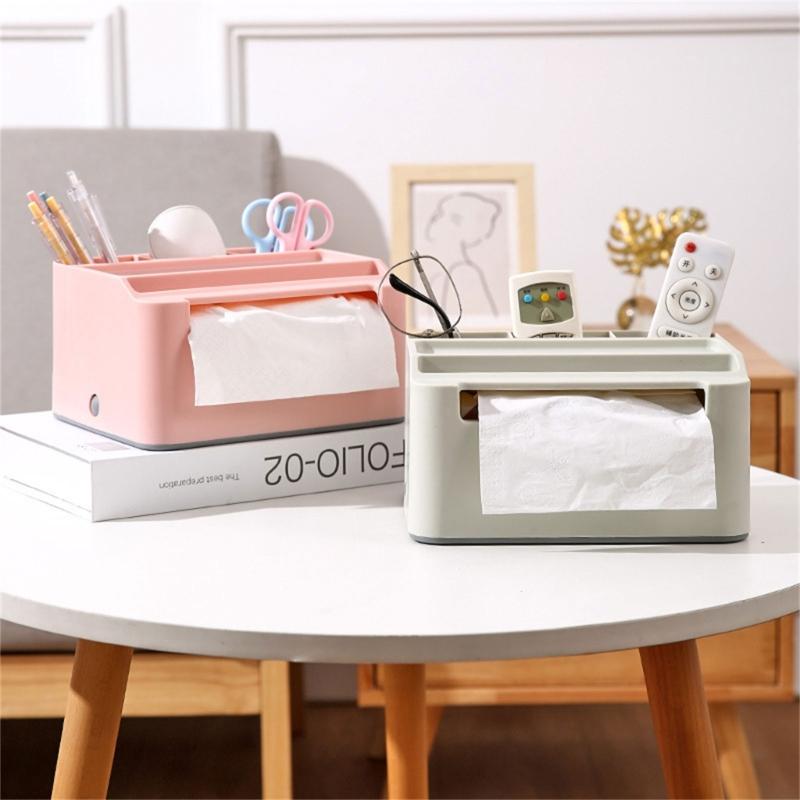 Household Napkin Tissue Box Multifunctional Storage Remote Control Holder Sundries Boxes for Room, Bathroom