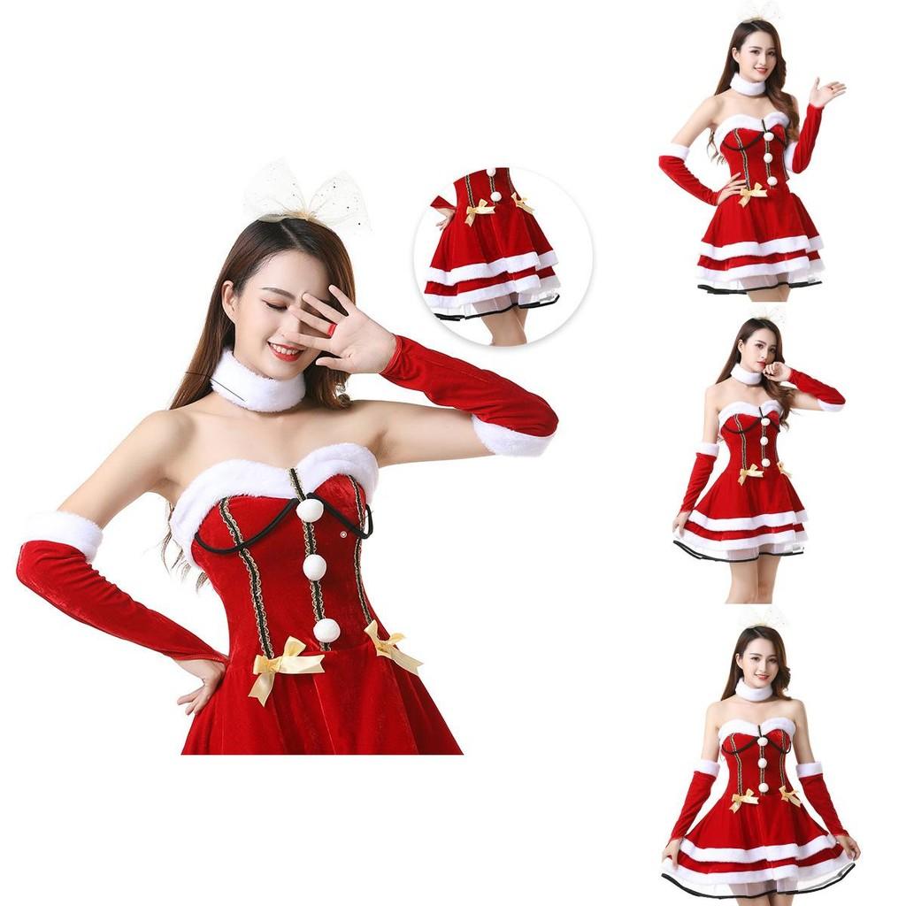 Festive Red Santa Dress Costume For Ladies Soft And Stretchy