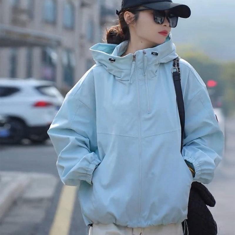 Women's European-Style Casual Windbreaker: 2025 Spring/Autumn Loose Versatile Sports Jacket