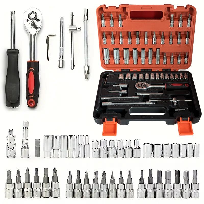 151-Piece Black Chrome Vanadium Steel Socket and Auto Repair Tool Set