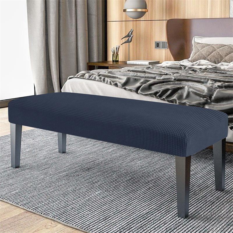 1Pc Elastic Ottoman Cover Rectangle All-Inclusive Stool Covers Solid Color Bench Seat Covers Anti-Dirty Removable Home Decor
