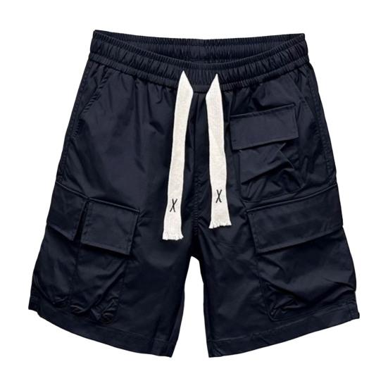 

Мужские шорты-карго с эластичной резинкой на талии и регулируемым шнурком, шорты с несколькими карманами, широкие быстросохнущие шорты для фитнеса и бега 3XL чёрный