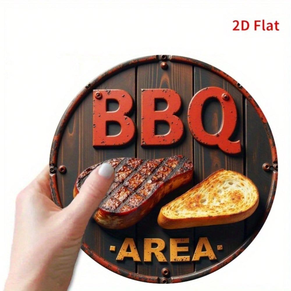 Vintage Metal BBQ Sign Rustic Wall Decor Grilling Kitchen Garden Garage