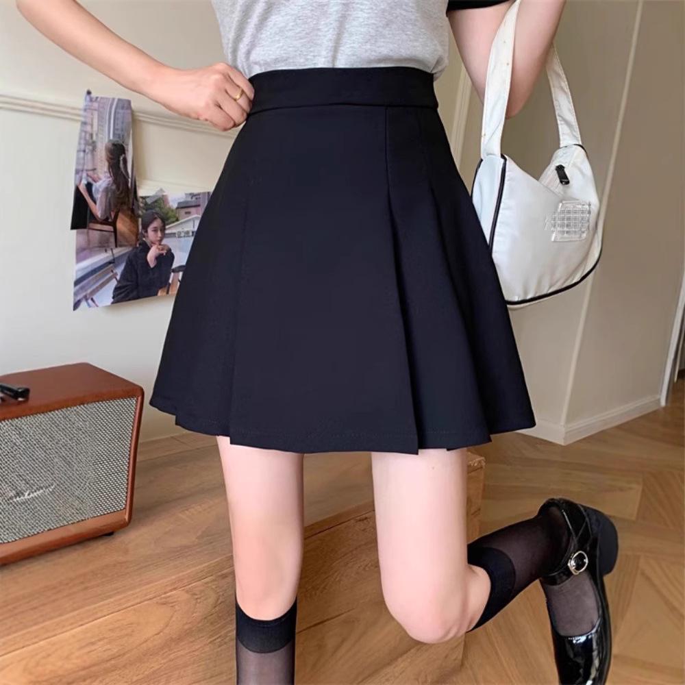 

Korean High-Waist Slimming Black Pleated A-line Mini Skirt - Women s Summer Design 2XL [recommended 131-147 jin]