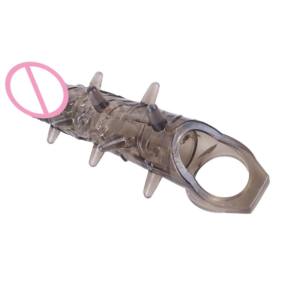 Simulation Penis Sets No. plus-Sized Barbed Exotic Condom Sex Toys Vibrating Penis Silicone Crystal Cover