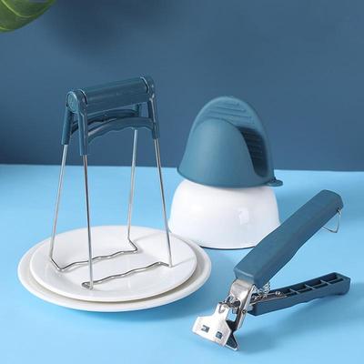 Three-Piece Silicone Non-Slip Anti-Scalding Plate and Bowl Clip Set for Kitchen