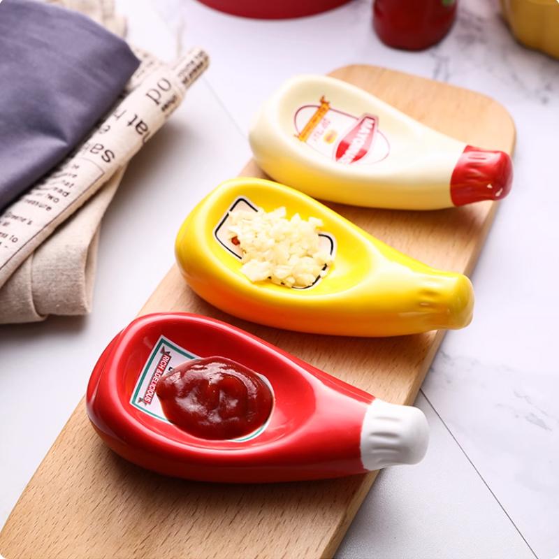 Ceramic Sauce Plate Small Dish Soy Sauce Plate Ketchup Mayonnaise Mustard Seasoning Dish 5 Colors Ceramic Small Dipping Dish