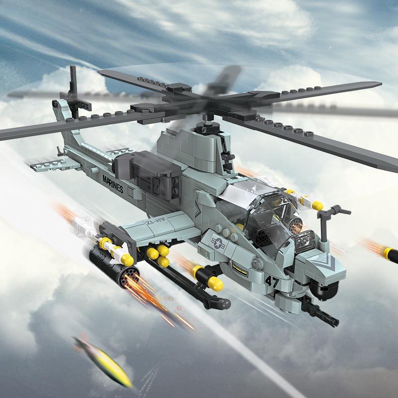 Flugzeugmodell JJ9213 Bausteine Kinderhubschrauber, Montage kleiner Partikel, Spielzeuggeschenk für Jungen