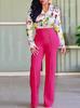 Women's Mid Rise Flare Pants Slim Fit Double Button Detail Elegant Solid Color Spring Slight Stretch Commuter Dressy Casual Trousers