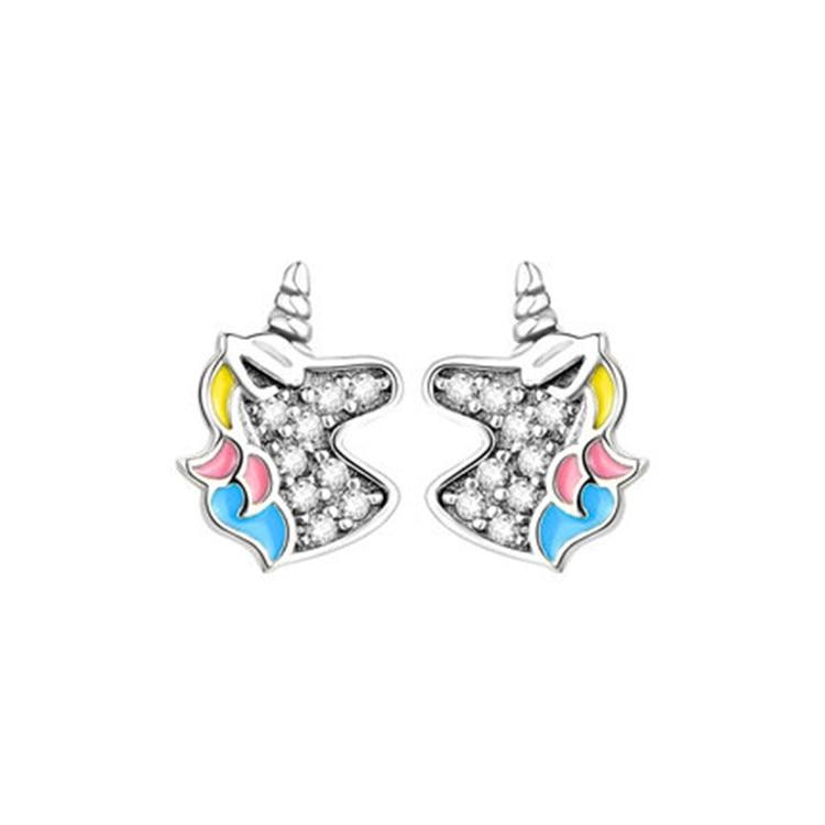 Dazzling Unicorn Licorne Stud Earrings For Women Kids Wedding Gift Female Pendientes