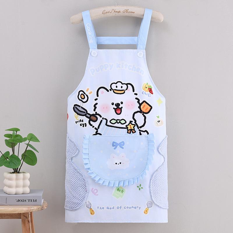 

Kitchen Apron Cooking Fashion Korean Version Cute Apron Work Clothes One Size синий