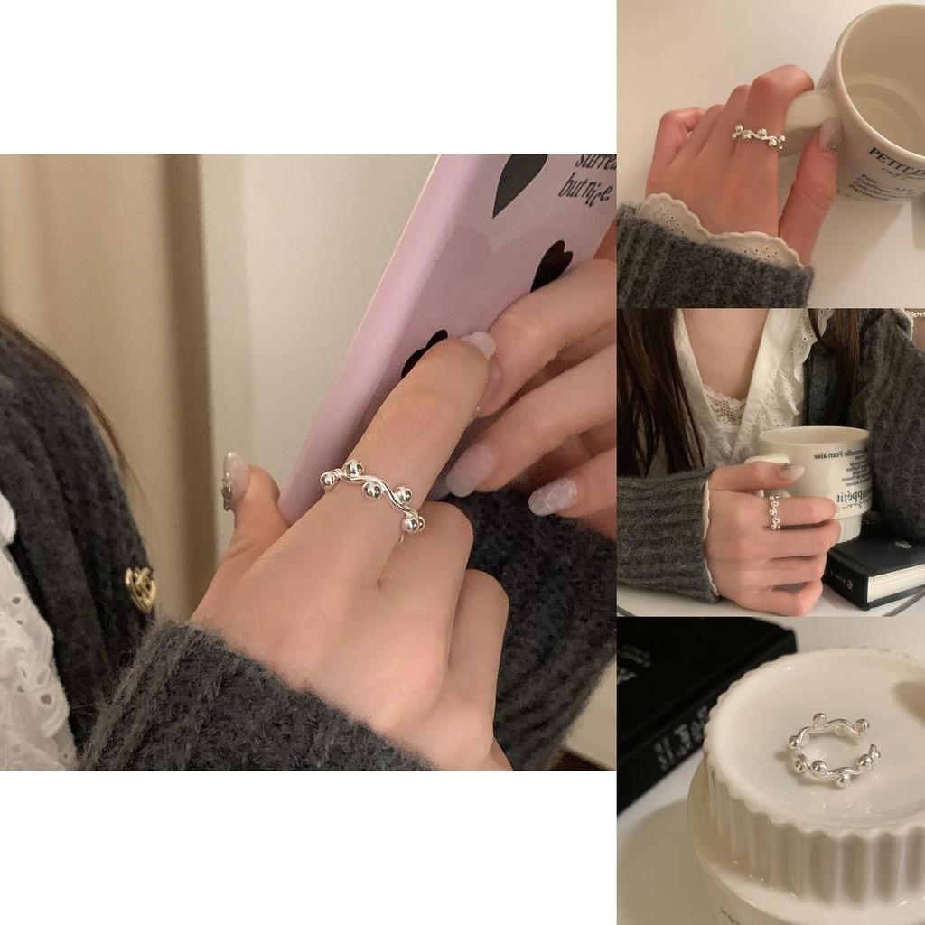 Adjustable Korean Fashionable Wave Open Ring For Women Contemporary Copper Geometric Accessory