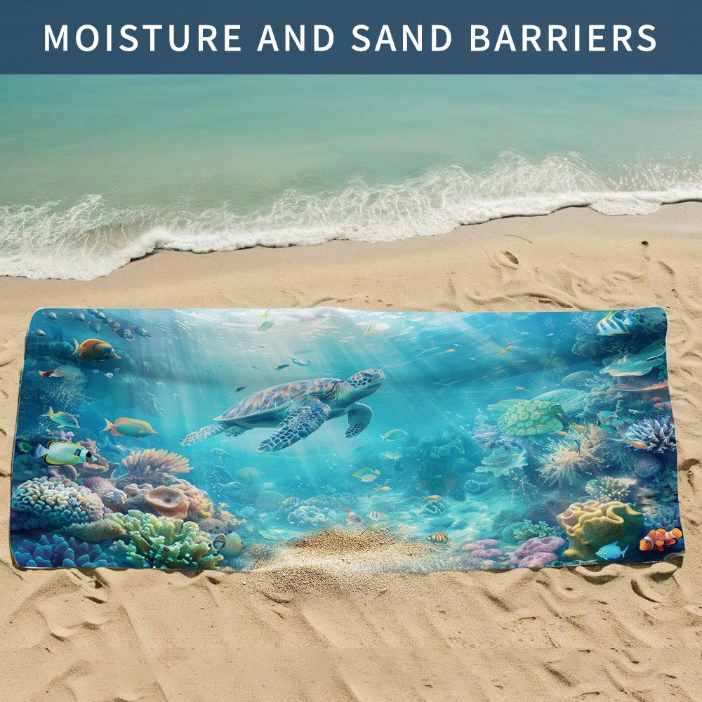 

New, double-sided velvet beach towel quick-drying sports towel printed bath towel [Spot sale]