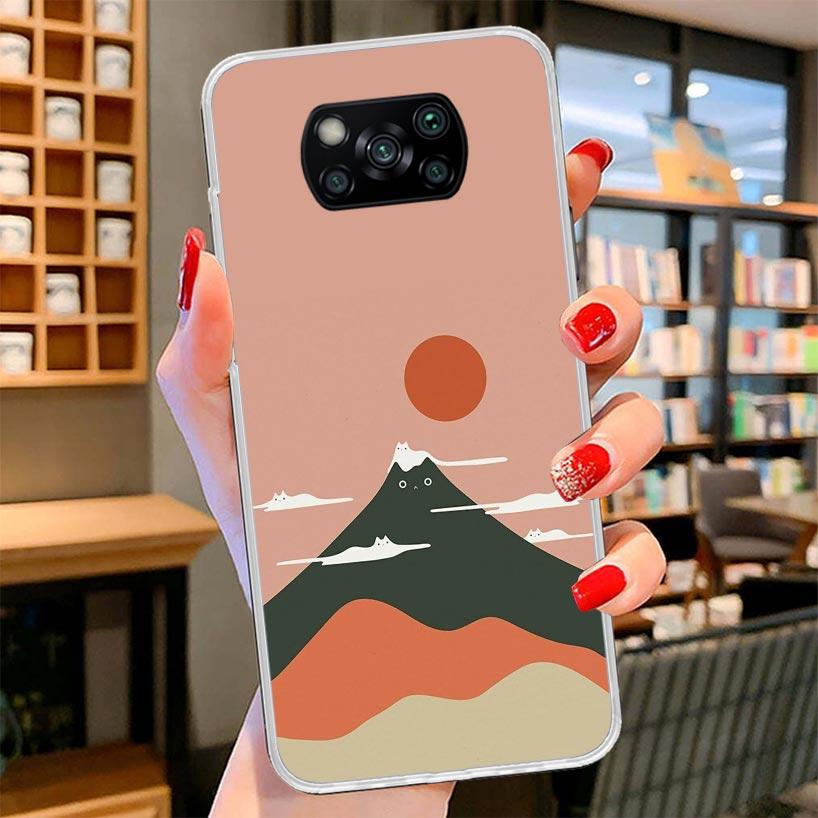 Art Cat Mount Fuji Japan Cover Phone Case For Xiaomi Poco F7 Ultra X7 X6 X5 Pro M7 Redmi 15C 15 13C 13 12C 12 10C 10 9A 9C 9T 9