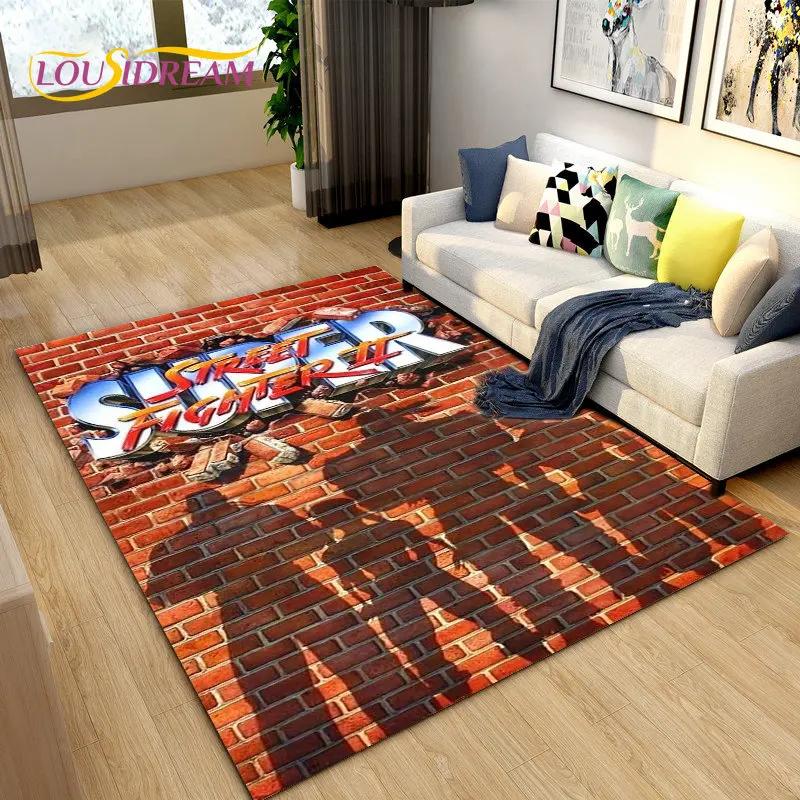 Street Fighter Retro Game Gamer Area Rug,Carpet Rug for Living Room Bedroom Sofa Doormat Decoration, Kid Play Non-slip Floor Mat