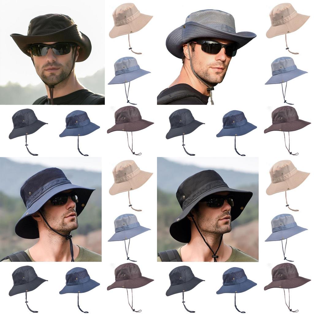 Mens Outdoor Windproof Bucket Hat With Button Brim Perfect For Fishing And Hiking