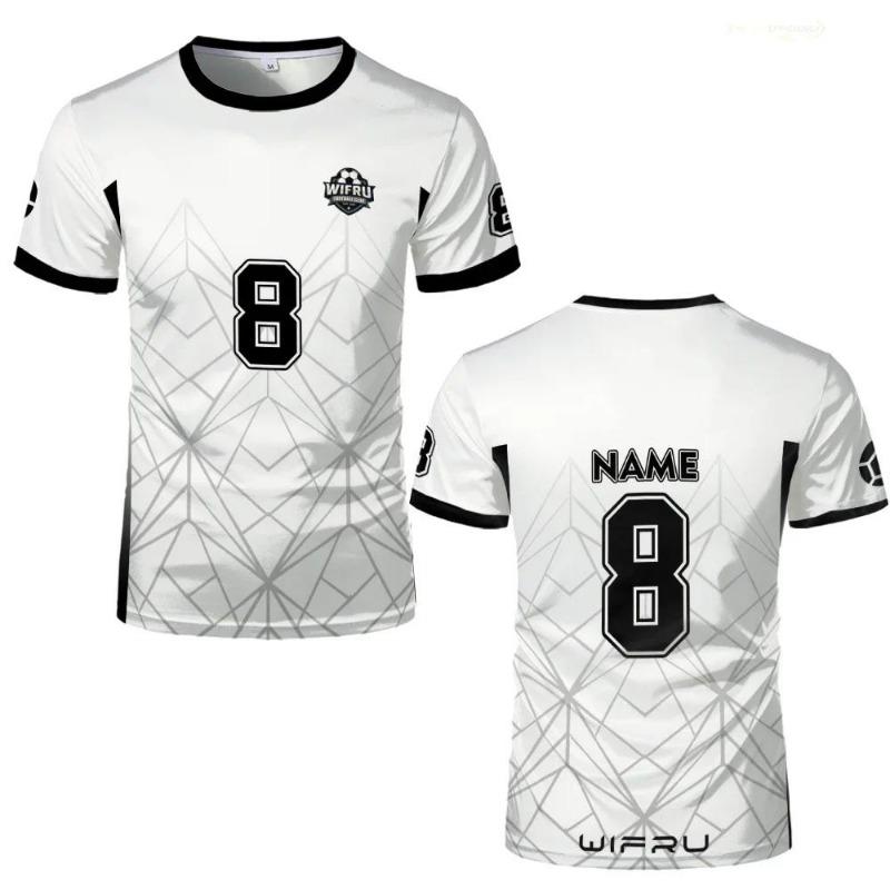 T-shirt da Calcio 3D Stampata Geometrica Traspirante ad Asciugatura Rapida per Allenamento all'Aperto Maglia WIFRU Girocollo Manica Corta Personalizzabile