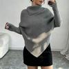 Womens Irregular High Neck Sweater 2026 Fall Winter Soft Knit Top Casual Warm Base Layer