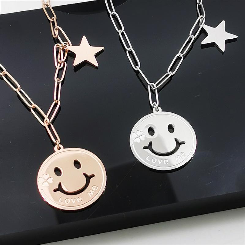

Stylish Double-Layer Rose Gold & Titanium Steel Letter Necklace for Women серебряный