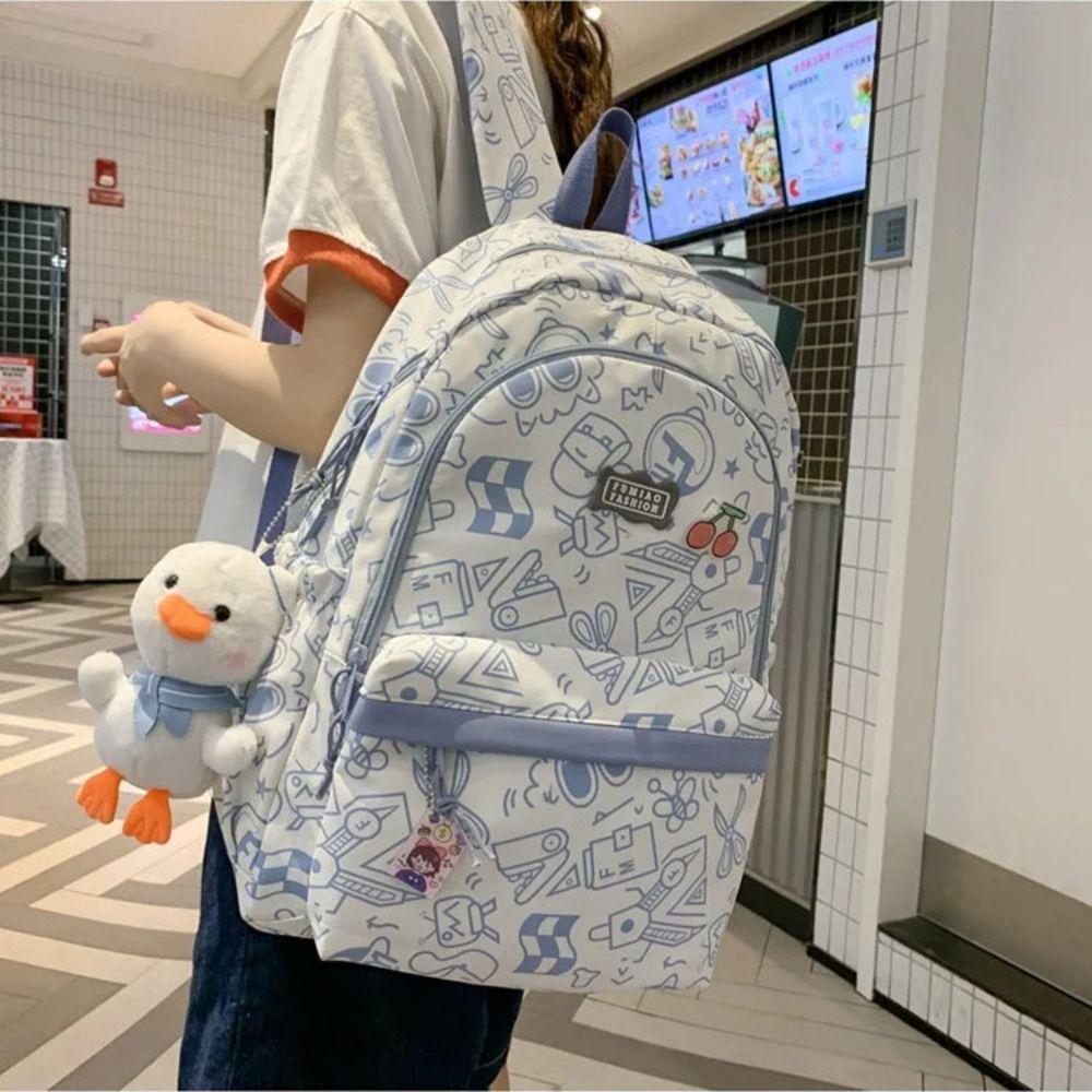 Doodle Students Backpack Graffiti Shoulder Bag Large Capacity School Bag  Travel