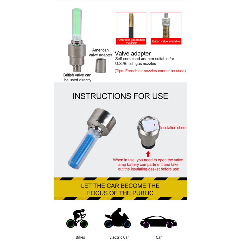 Multi Farbe Neon Fahrrad Speichen Licht MTB Rad Reifen Düse Ventil Kappen Lampe Radfahren Warnung Kopf Rücklicht Für Fahrrad motorräder