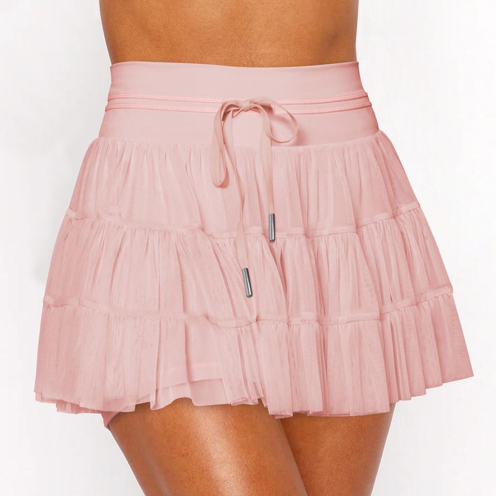 Gonna corta plissettata in nylon stile dolce e fresco con tasche per l'abbigliamento casual estivo