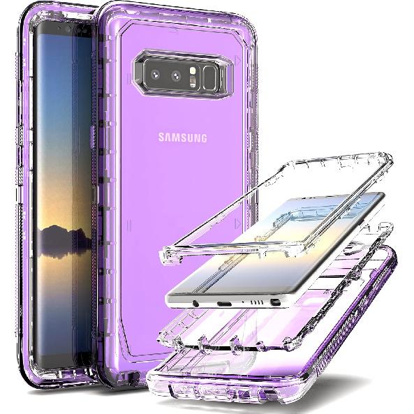 YmhxcY Case Compatible with Galaxy Note 8,Drop 3 Layer Durable Cover (No Screen Protector) Solid Rubber Case / 16ft Test Clear Case-Transparent