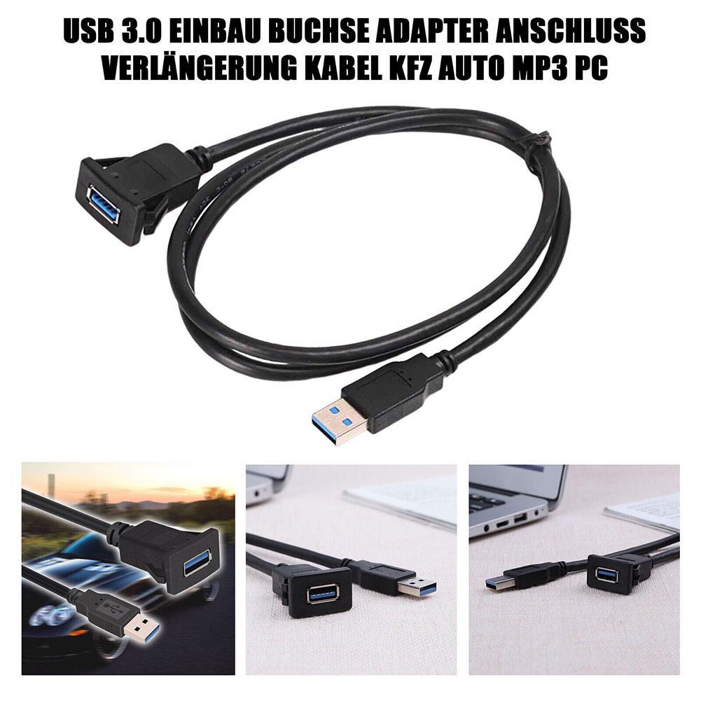 Car RV USB Socket Cabe USB2.0 Auto Car Flush Mount Extension Cord Dashboard Panel Square USB Cable 1M For Motorhome