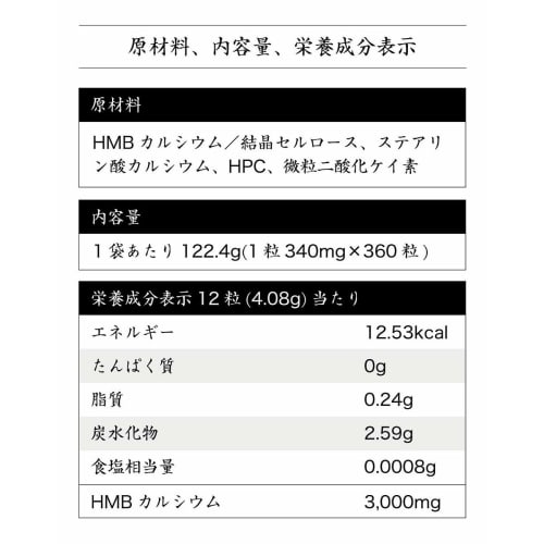 Kyowa Shokuken HMB Tablets, 360 tablets, Made with Japanese-sourced HMB Calcium, 90,000mg per bag, Supplement