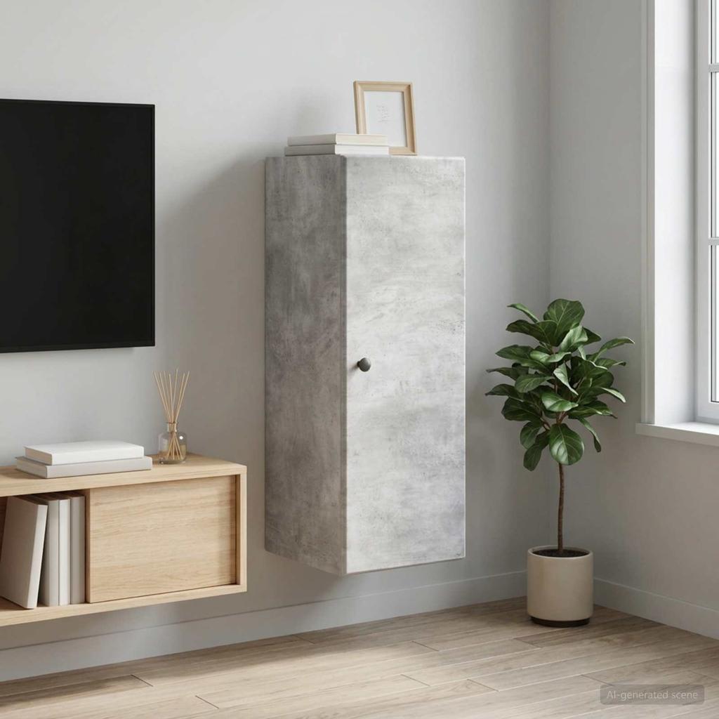 Wall Mounted Cabinet Concrete Grey 33 x 34.5 x 90 cm Particleboard