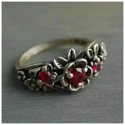 Milan Girls Retro Oude Roze Bloem Dames Diamant Ring Feest Casual Sieraden