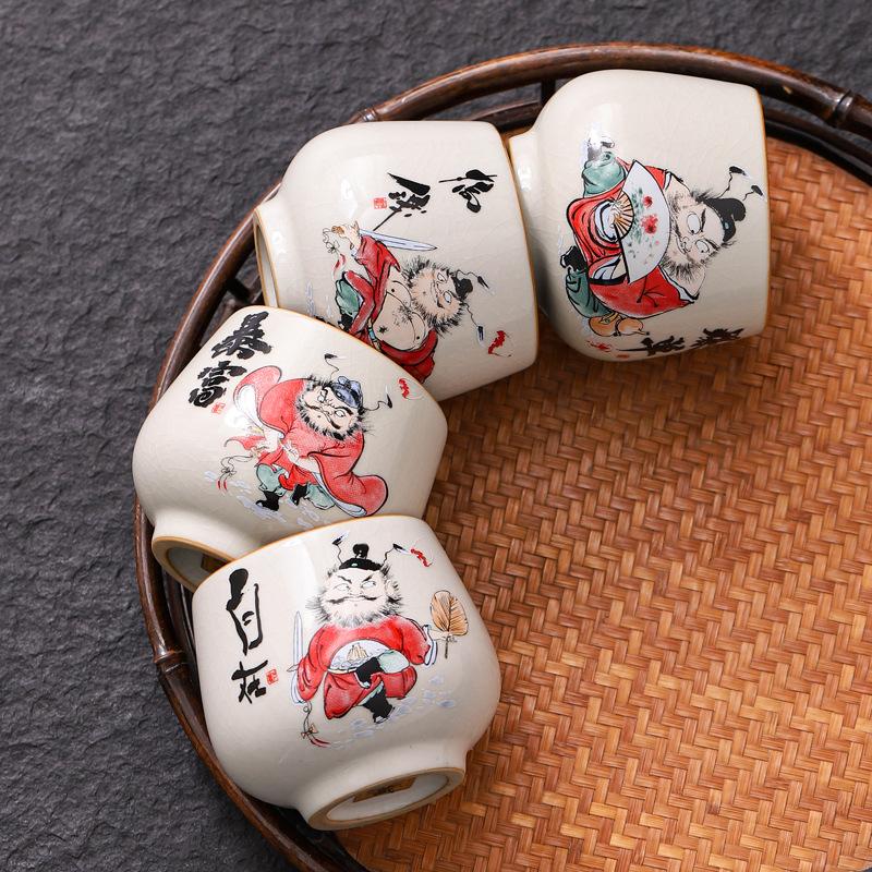 1PC Ru Kiln Zhong Kui Master Cup Ceramic Huang Ru Open Film Can Raise Single Cup Kung Fu Tea Set Tea Tasting Cup Tea Bowl Gifts