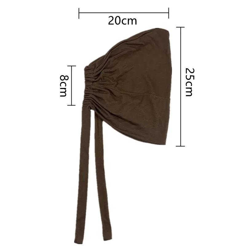 Solid Color Elastic Tie-Back Modal Undercap Hijab Scarf Adjustable Kufi Cap