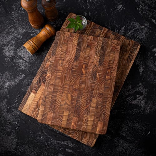 Solid Wood Kitchen Cutting Board, Extra Large, End-Cut Antibacterial and Mildew-Resistant Solid Wood, Durable Geometric Wooden Cutting Board, Acacia C