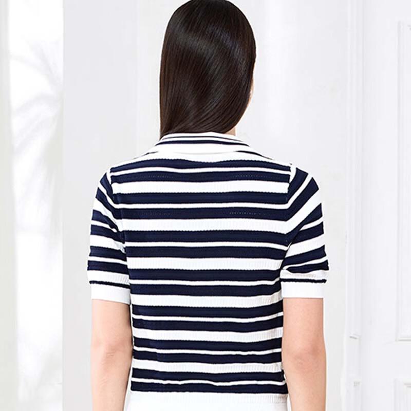 JESSIE Women's Striped Color-Block Polo Knit T-Shirt