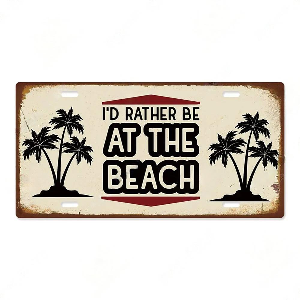 Summer Beach Retro Tin Sign Licenses Plate Plaque Metal Vintage Poster for Pub Bar Surf