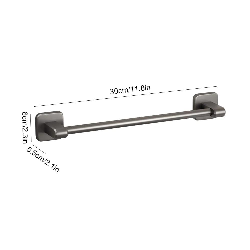 Towel Bar Rack Self-Adhesive Wall Mounted Towel Shelf Metal Bathroom Towel Organizer No Drilling Bathroom Accessories