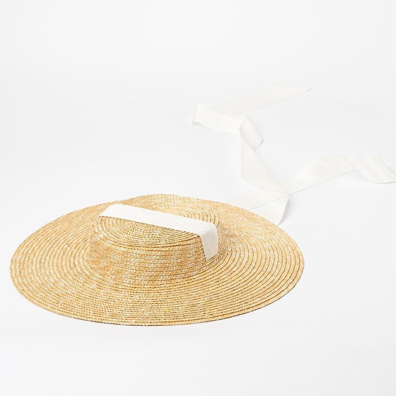 2026 Sommer Breiter Rand Boater Hut Schwarz Weiß Band Bindung Strohhut Flach Damen Sommer Derby Hut 10cm 15cm Rand Chapeu Strand Sonnenhut