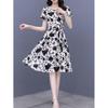 Floral Print High-Waist Short Sleeve Dress for Petite Women