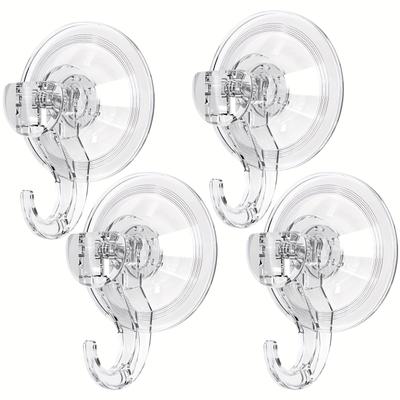 2/4/6 Pack Heavy Duty 3KG Vacuum Suction Cup Hooks - Clear Reusable Plastic Wall Hangers for Bathroom, Kitchen, Window, Bags, Coats, Caps, Towel