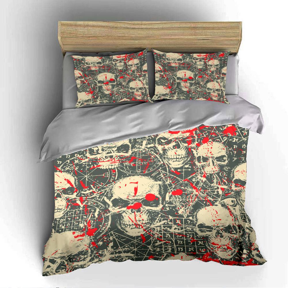 Skull and Blood Splatter Bedding Set Bedding set (1 duvet cover, 2 pillowcases, duvet not included)